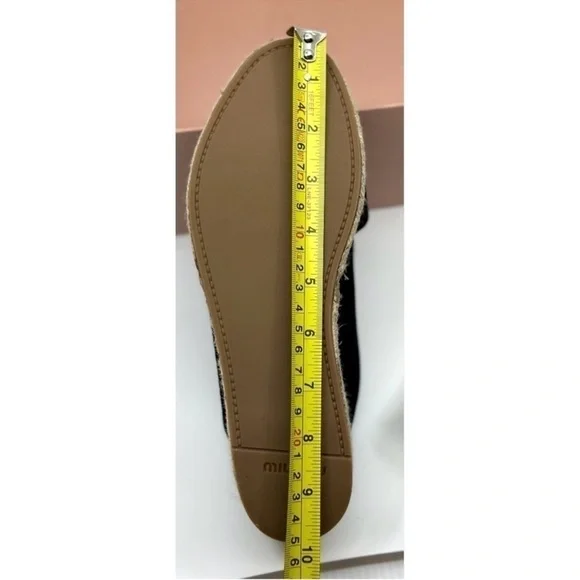 MIU MIU Suede Espadrille Platform Slip on Slides Sandals Black size 8 NEW - Picture 7 of 14